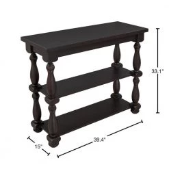 39.4 in. Dark Brown Modern Rectangle Wood Console Table for Hallway Living Room with 2-Shelves by Huluwat -Southern Enterprises Sales dark brown huluwat console tables dj tc wf285066aad 40 1000