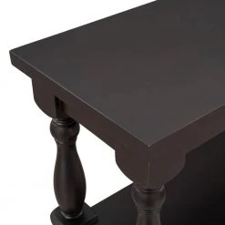 39.4 in. Dark Brown Modern Rectangle Wood Console Table for Hallway Living Room with 2-Shelves by Huluwat -Southern Enterprises Sales dark brown huluwat console tables dj tc wf285066aad 4f 1000