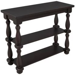 39.4 in. Dark Brown Modern Rectangle Wood Console Table for Hallway Living Room with 2-Shelves by Huluwat -Southern Enterprises Sales dark brown huluwat console tables dj tc wf285066aad fa 1000