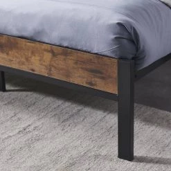 Dark Brown 59.45 in. Full Size Metal Platform Bed Frame with Wooden Headboard and Footboard and Large Under Bed Storage by Huluwat -Southern Enterprises Sales dark brown huluwat platform beds dj w31129034 44 1000