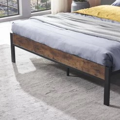 Dark Brown 59.45 in. Full Size Metal Platform Bed Frame with Wooden Headboard and Footboard and Large Under Bed Storage by Huluwat -Southern Enterprises Sales dark brown huluwat platform beds dj w31129034 fa 1000