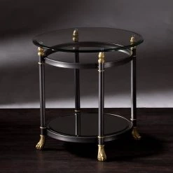 Dorothy Dark Gray End Table by Southern Enterprises -Southern Enterprises Sales dark gray finish with silver distressing and gold accents southern enterprises end side tables hd865010 1f 1000