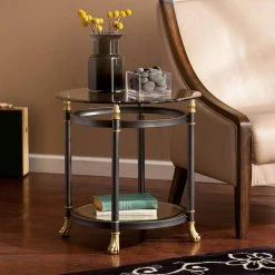 Dorothy Dark Gray End Table by Southern Enterprises -Southern Enterprises Sales dark gray finish with silver distressing and gold accents southern enterprises end side tables hd865010 c3 1000