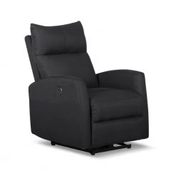 Dark Gray Fabric Power USB Recliner(Set of 1) by Huluwat