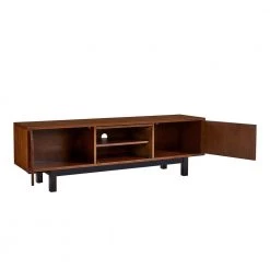 Hanna 63 in. Dark Tobacco and Black Engineered Wood TV Stand Fits TVs Up to 61 in. by Southern Enterprises