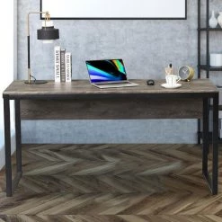 59 in. Retangular Dark Walnut Manufactured Wood No Drawer Contemporary Computer Desk with Adjustable Leg Pads by Huluwat 16 59 in. Retangular Dark Walnut Manufactured Wood No Drawer Contemporary Computer Desk with Adjustable Leg Pads by Huluwat -Southern Enterprises Sales dark walnut color huluwat computer desks xyd g glkdsk03 4f 1000