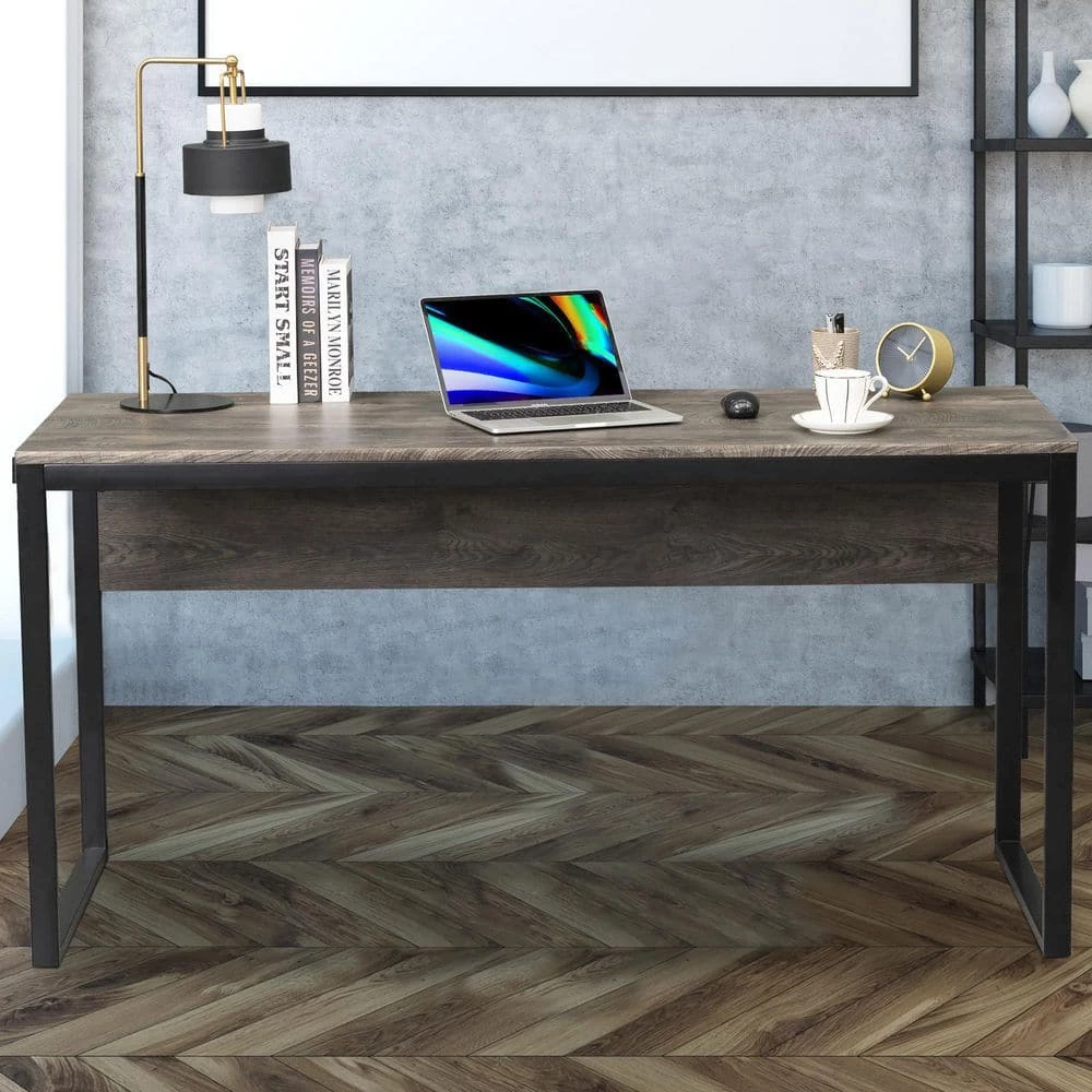 59 in. Retangular Dark Walnut Manufactured Wood No Drawer Contemporary Computer Desk with Adjustable Leg Pads by Huluwat 7 59 in. Retangular Dark Walnut Manufactured Wood No Drawer Contemporary Computer Desk with Adjustable Leg Pads by Huluwat - Image 5