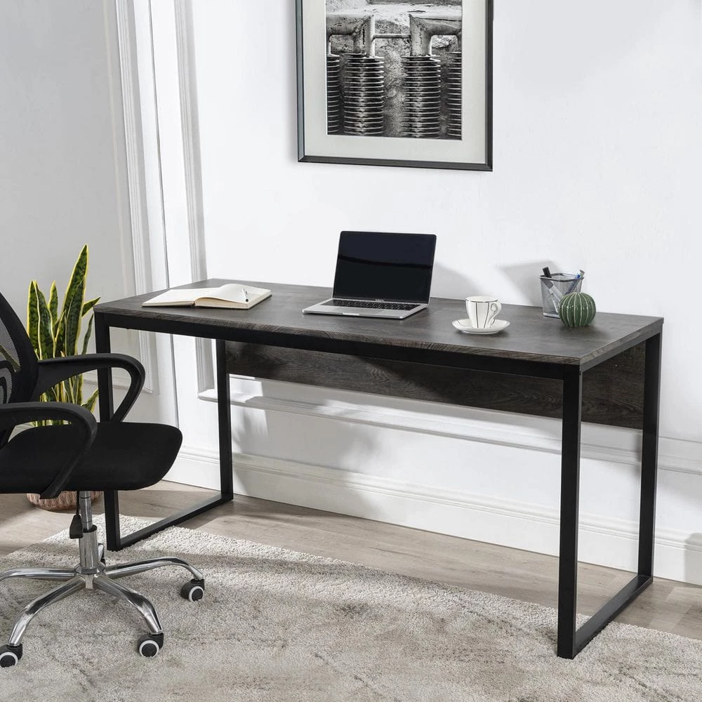 59 in. Retangular Dark Walnut Manufactured Wood No Drawer Contemporary Computer Desk with Adjustable Leg Pads by Huluwat 5 59 in. Retangular Dark Walnut Manufactured Wood No Drawer Contemporary Computer Desk with Adjustable Leg Pads by Huluwat - Image 3