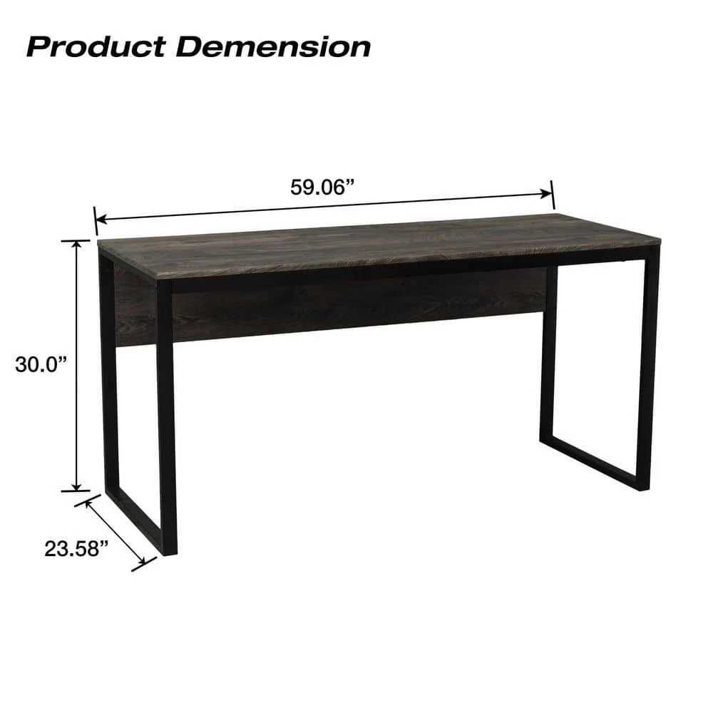 59 in. Retangular Dark Walnut Manufactured Wood No Drawer Contemporary Computer Desk with Adjustable Leg Pads by Huluwat 6 59 in. Retangular Dark Walnut Manufactured Wood No Drawer Contemporary Computer Desk with Adjustable Leg Pads by Huluwat - Image 4