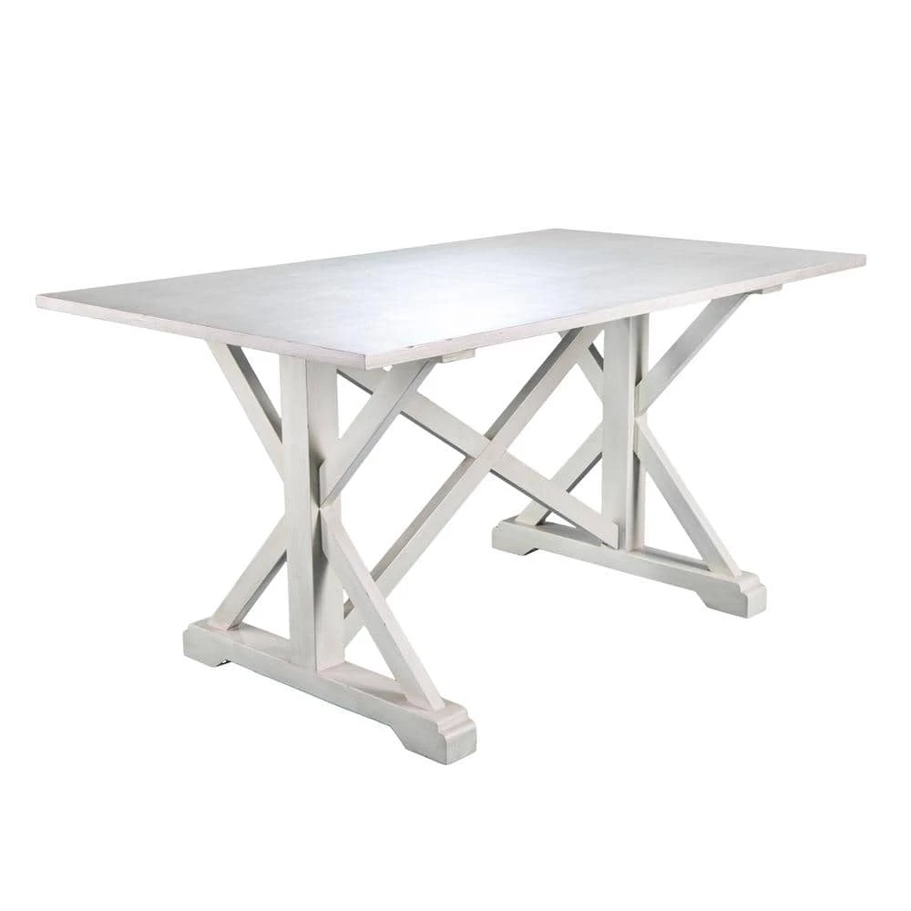 Wexer 35 in. Rectangle Distressed White Finish MDF Top Farmhouse 6 Person Dining Table by Southern Enterprises 9 Wexer 35 in. Rectangle Distressed White Finish MDF Top Farmhouse 6 Person Dining Table by Southern Enterprises - Image 7