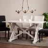 Wexer 35 in. Rectangle Distressed White Finish MDF Top Farmhouse 6 Person Dining Table by Southern Enterprises -Southern Enterprises Sales distressed white southern enterprises kitchen dining tables hd650203 64 1000