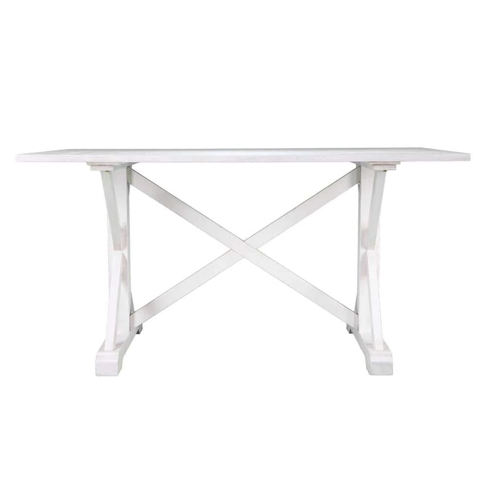 Wexer 35 in. Rectangle Distressed White Finish MDF Top Farmhouse 6 Person Dining Table by Southern Enterprises 6 Wexer 35 in. Rectangle Distressed White Finish MDF Top Farmhouse 6 Person Dining Table by Southern Enterprises - Image 4