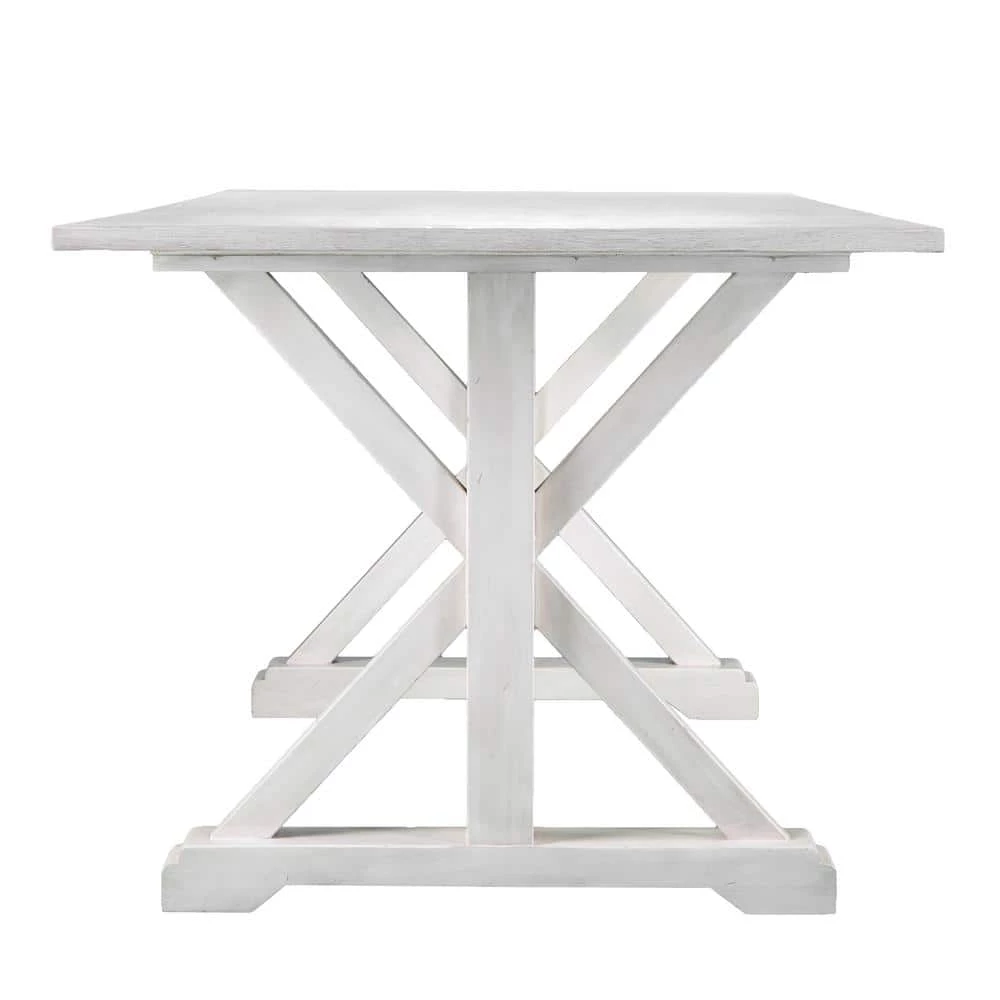 Wexer 35 in. Rectangle Distressed White Finish MDF Top Farmhouse 6 Person Dining Table by Southern Enterprises 4 Wexer 35 in. Rectangle Distressed White Finish MDF Top Farmhouse 6 Person Dining Table by Southern Enterprises - Image 2