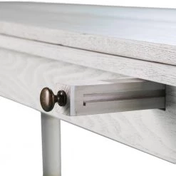 Hillma 36 in. Rectangle Distressed White Finish MDF Top Folding Trestle Console to 6 Person Dining Table by Southern Enterprises -Southern Enterprises Sales distressed white southern enterprises kitchen dining tables hd650210 44 1000