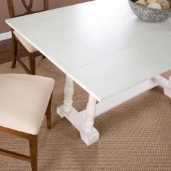 Hillma 36 in. Rectangle Distressed White Finish MDF Top Folding Trestle Console to 6 Person Dining Table by Southern Enterprises -Southern Enterprises Sales distressed white southern enterprises kitchen dining tables hd650210 c3 1000