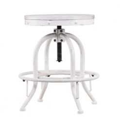 Genna 24 in. White Industrial Adjustable Height Swiveling Stool by Southern Enterprises -Southern Enterprises Sales distressed white whitewash stain southern enterprises makeup vanities hd649573 1f 1000