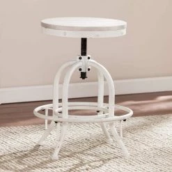 Genna 24 in. White Industrial Adjustable Height Swiveling Stool by Southern Enterprises -Southern Enterprises Sales distressed white whitewash stain southern enterprises makeup vanities hd649573 4f 1000