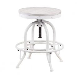 Genna 24 in. White Industrial Adjustable Height Swiveling Stool by Southern Enterprises