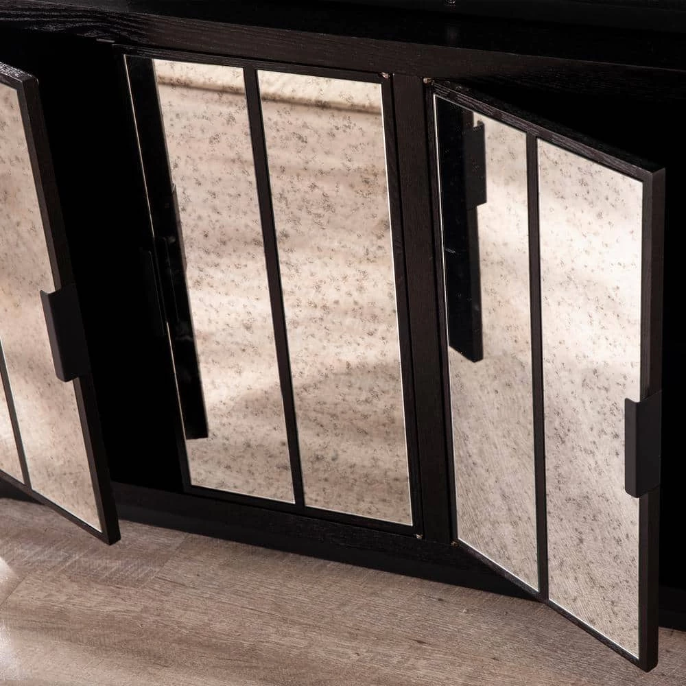 Morine Ebony with Antique Mirror Console Cabinet by Southern Enterprises 8 Morine Ebony with Antique Mirror Console Cabinet by Southern Enterprises - Image 6