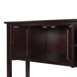 43 in. Espresso Color Modern Rectangle Solid Wood Console Table for Living Room with 4-Drawers 1-Cabinet and 1-Shelf by Huluwat -Southern Enterprises Sales espresso color huluwat console tables dj tc wf286836aap 1f 1000