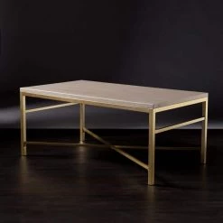 Nellie 42 in. Matte Brass Large Rectangle Acrylic Coffee Table by Southern Enterprises 13 Nellie 42 in. Matte Brass Large Rectangle Acrylic Coffee Table by Southern Enterprises -Southern Enterprises Sales faux travertine and matte brass finish southern enterprises coffee tables hd864907 1f 1000