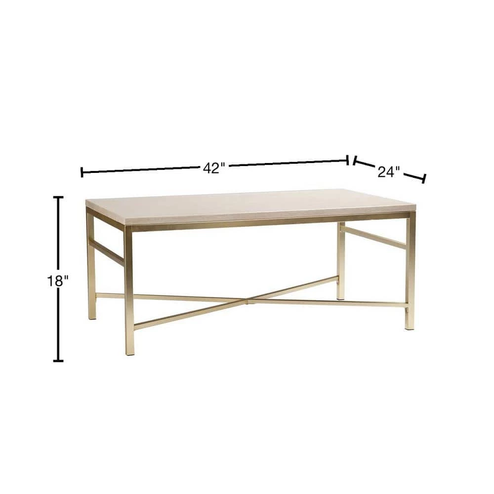 Nellie 42 in. Matte Brass Large Rectangle Acrylic Coffee Table by Southern Enterprises 5 Nellie 42 in. Matte Brass Large Rectangle Acrylic Coffee Table by Southern Enterprises - Image 3
