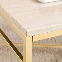 Nellie 42 in. Matte Brass Large Rectangle Acrylic Coffee Table by Southern Enterprises 12 Nellie 42 in. Matte Brass Large Rectangle Acrylic Coffee Table by Southern Enterprises -Southern Enterprises Sales faux travertine and matte brass finish southern enterprises coffee tables hd864907 c3 1000