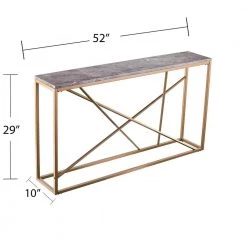 Salla 52 in. Gold/Gray Faux Marble Standard Rectangle Composite Console Table by Southern Enterprises -Southern Enterprises Sales gold finish with gray faux marble southern enterprises console tables hd530147 1f 1000