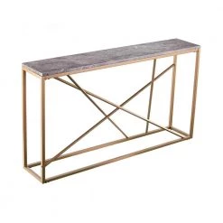 Salla 52 in. Gold/Gray Faux Marble Standard Rectangle Composite Console Table by Southern Enterprises -Southern Enterprises Sales gold finish with gray faux marble southern enterprises console tables hd530147 4f 1000