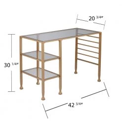 42.8 in. Rectangular Gold Metal/Glass Writing Desks with Glass Top by Southern Enterprises -Southern Enterprises Sales gold metal glass southern enterprises writing desks hd524504 44 1000