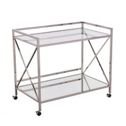 Maxton Silver Bar Cart With Wheels by Southern Enterprises