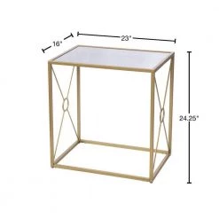 Lillian 23 in. Gold Rectangle Glass End Table by Southern Enterprises -Southern Enterprises Sales gold southern enterprises end side tables hd391908 40 1000