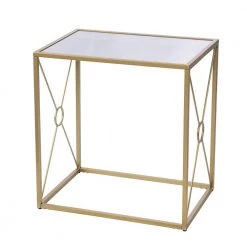 Lillian 23 in. Gold Rectangle Glass End Table by Southern Enterprises