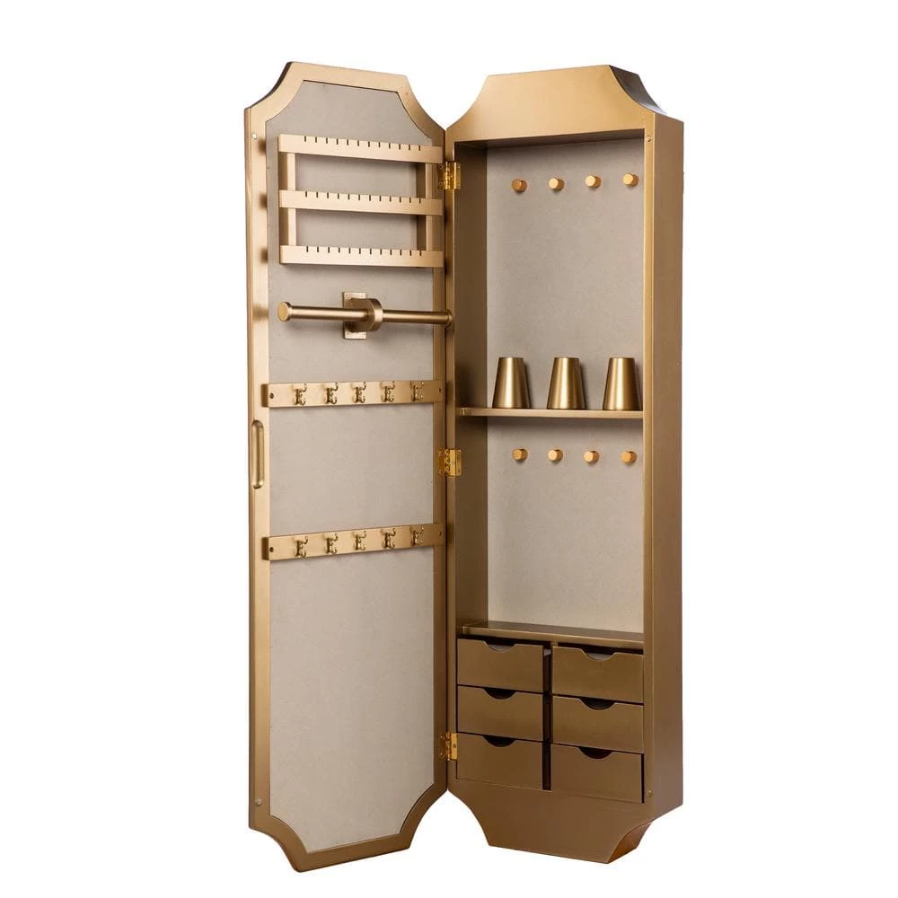 Welbeck Gold Jewelry Armoire (5 in D x 14.25 in. W x 47 in. H) by Southern Enterprises 6 Welbeck Gold Jewelry Armoire (5 in D x 14.25 in. W x 47 in. H) by Southern Enterprises - Image 4