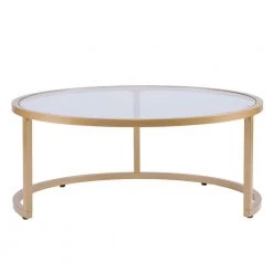 Narita 36 in. Gold Medium Round Glass Coffee Table with Nesting Tables by Southern Enterprises