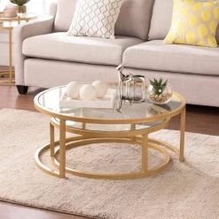 Narita 36 in. Gold Medium Round Glass Coffee Table with Nesting Tables by Southern Enterprises 13 Narita 36 in. Gold Medium Round Glass Coffee Table with Nesting Tables by Southern Enterprises -Southern Enterprises Sales gold southern enterprises nesting tables hd652351 c3 1000