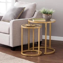Narita Gold Glam Nesting Side Table (Set of 2) by Southern Enterprises -Southern Enterprises Sales gold southern enterprises nesting tables hd652368 31 1000