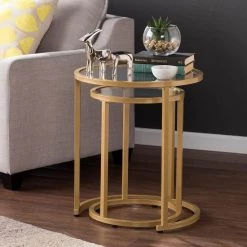 Narita Gold Glam Nesting Side Table (Set of 2) by Southern Enterprises -Southern Enterprises Sales gold southern enterprises nesting tables hd652368 4f 1000