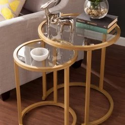 Narita Gold Glam Nesting Side Table (Set of 2) by Southern Enterprises -Southern Enterprises Sales gold southern enterprises nesting tables hd652368 c3 1000