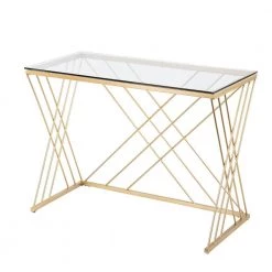 Dudley 40 in. Iron Rectangle Gold Writing Desk by Southern Enterprises