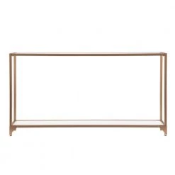 Shannon 56 in. Gold/White Standard Rectangle Glass Console Table with Storage by Southern Enterprises