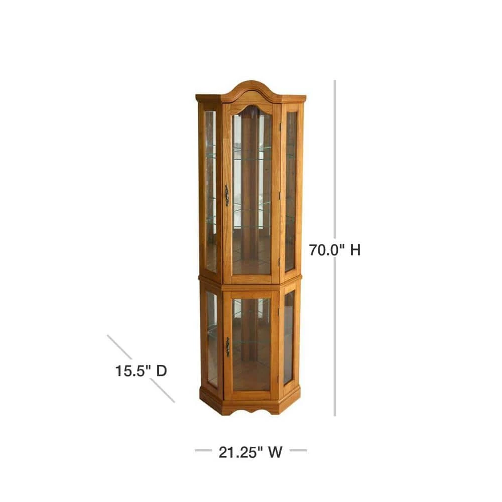 Priscilla Golden Oak Glass Door Curio Cabinet by Southern Enterprises 4 Priscilla Golden Oak Glass Door Curio Cabinet by Southern Enterprises - Image 2