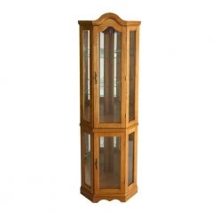 Priscilla Golden Oak Glass Door Curio Cabinet by Southern Enterprises