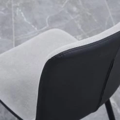 Gray Linen Metal Leg Modern Minimalist Dining Chair with Fabric Cushion Seat Back (Set of 4) by Huluwat -Southern Enterprises Sales gray and black huluwat dining chairs dj w29932675 1f 1000