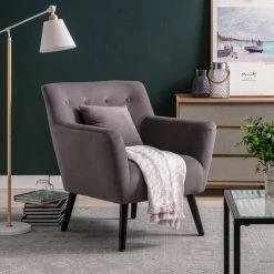 Gray Upholstered Accent Chair with Pillow for Living Room by Huluwat 19 Gray Upholstered Accent Chair with Pillow for Living Room by Huluwat -Southern Enterprises Sales gray huluwat accent chairs djyc g pp284074aae 31 1000