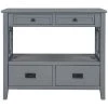 36 in. Gray Modern Rectangle Solid Wood Console Table for Living Room with 4-Drawers and 1-Shelf by Huluwat -Southern Enterprises Sales gray huluwat console tables dj tc wf212304aae 64 1000