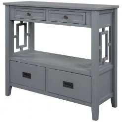 36 in. Gray Modern Rectangle Solid Wood Console Table for Living Room with 4-Drawers and 1-Shelf by Huluwat -Southern Enterprises Sales gray huluwat console tables dj tc wf212304aae 76 1000