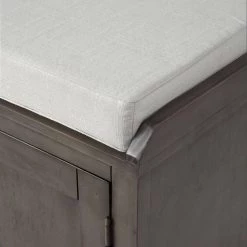 Gray Homes Collection Wood Storage Bench with 2-Cabinets and 1-Basket 18.3 in. H x 45.7 in. W x 15.7 in. D by Huluwat -Southern Enterprises Sales gray huluwat dining benches dj tc wf195953aae 44 1000