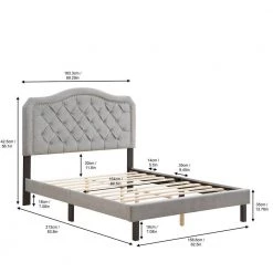 Gray Queen Size Velvet Upholstered Platform Bed Frame with Curve Design and Strong Wood Slat Support by Huluwat 13 Gray Queen Size Velvet Upholstered Platform Bed Frame with Curve Design and Strong Wood Slat Support by Huluwat -Southern Enterprises Sales gray huluwat platform beds dj tc w31128433 c3 1000