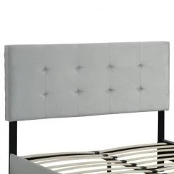 Gray Queen Size Upholstered Platform Bed Frame with pull point Tufted Headboard and Strong Wood Slat Support by Huluwat -Southern Enterprises Sales gray huluwat platform beds dj tc w31136119 1f 1000